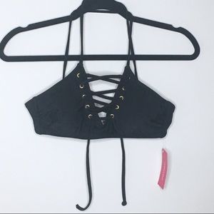 💗5 FOR $12💗 black lace up bikini top